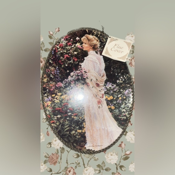 NWT Shabby Victorian Lady Woman Oval Picture Frame Gold Chain Wall Hanging Flue - Picture 4 of 11
